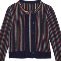THE GREAT-The Tiny Cardigan Navy Ticking Stripe