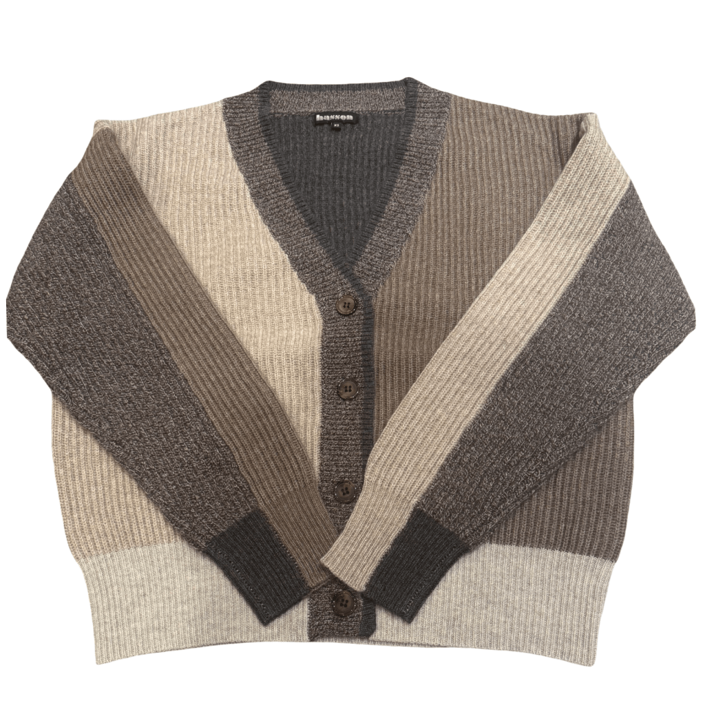 HASSON-Color Blocked Cardigan Flaxen/Cafe'