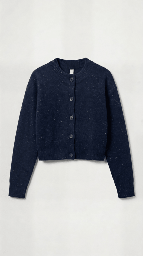 AUTUMN CASHMERE-4 Ply Cropped Cardigan Twilight Blue