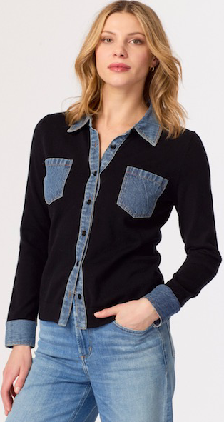 J SOCIETY-2 Pocket Cardigan Black/Blue