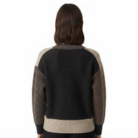 HASSON-Color Blocked Cardigan Flaxen/Cafe'