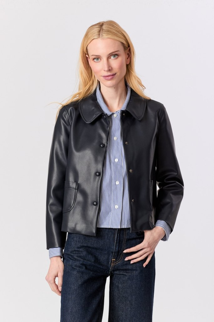 J SOCIETY-Collared Jacket Navy
