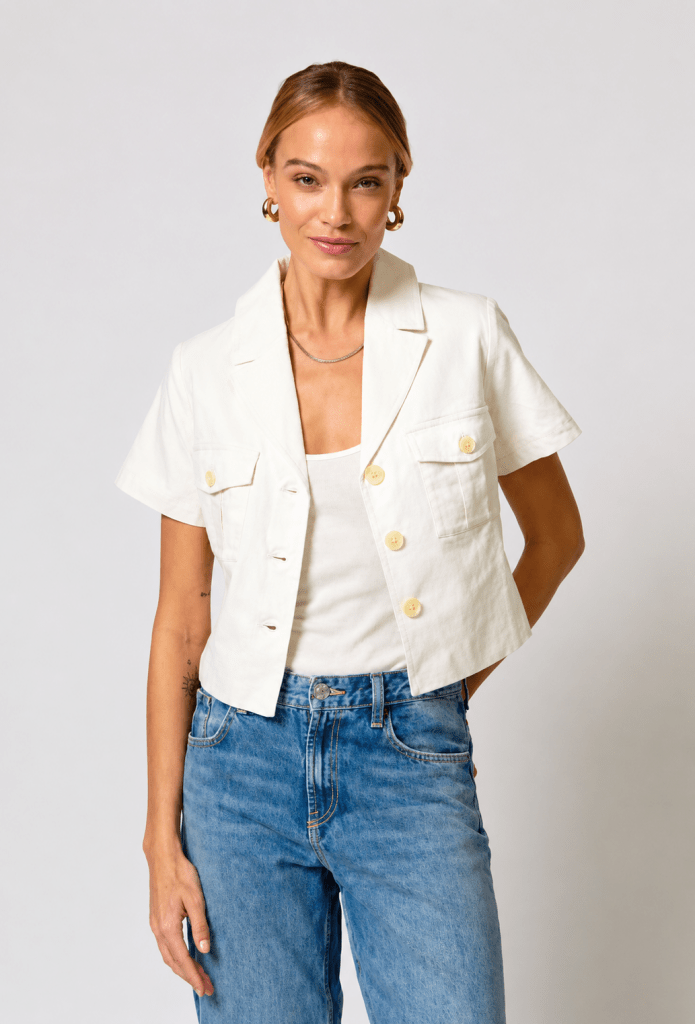 CENTRAL PARK WEST-Ember Short Sleeve Blazer White