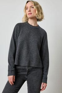 LILLA P-Pleat Back Raglan Sweater Caviar