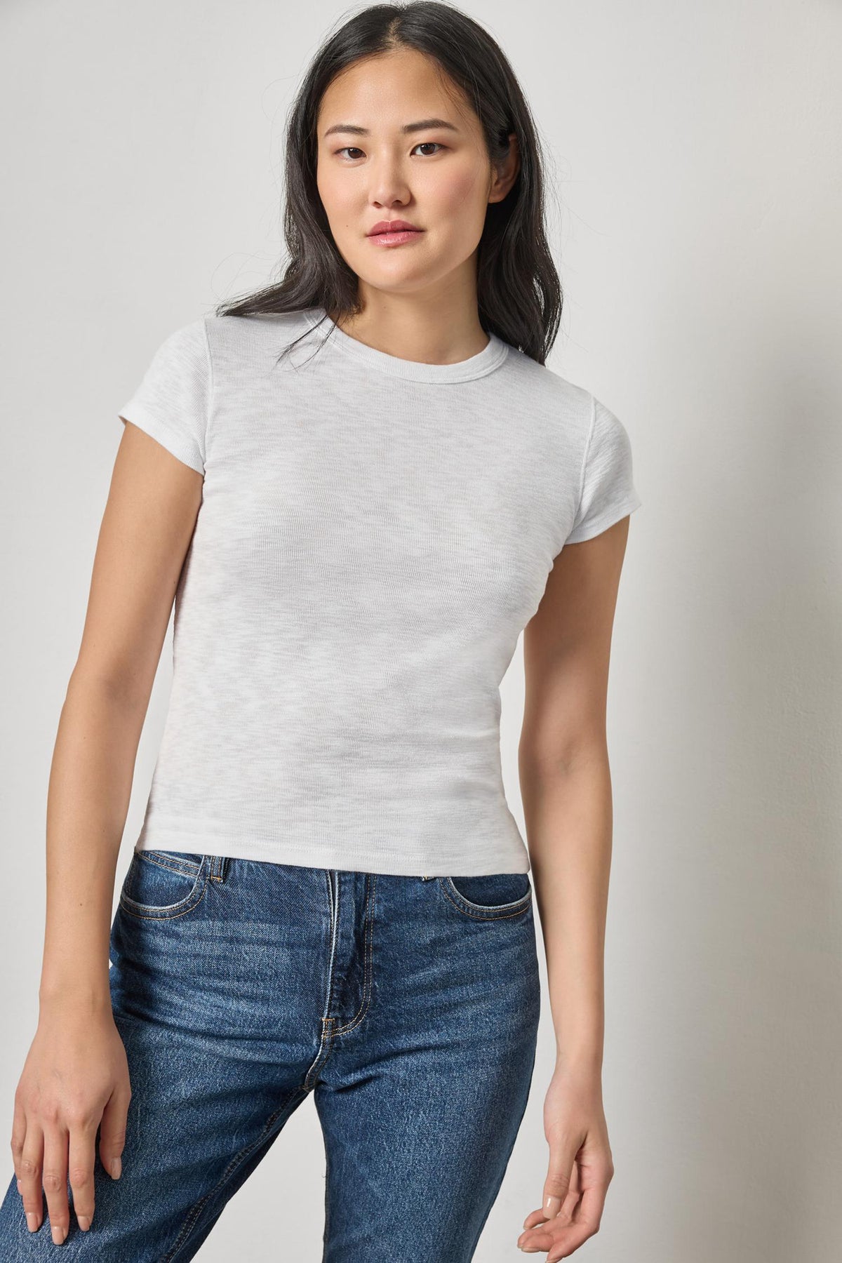 LILLA P- Ribbed Slub  Crewneck Tee White