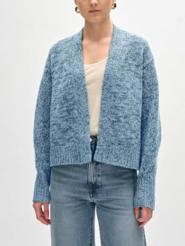 WHITE+WARREN-Cashmere Marled Open Cardigan Light Mediterranean Combo