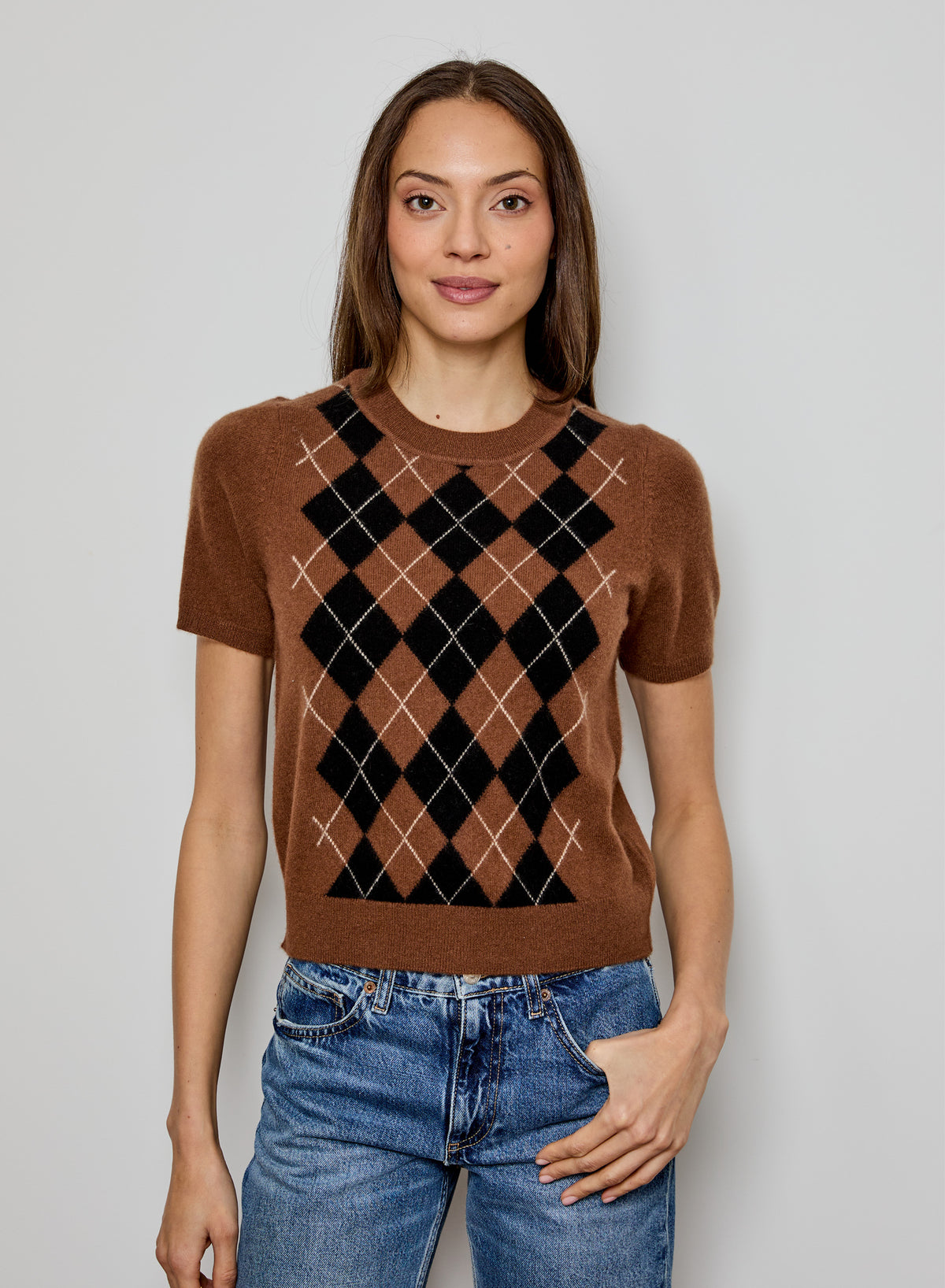 DESIGN HISTORY-Short Sleeve Argyle Sweater Syrup