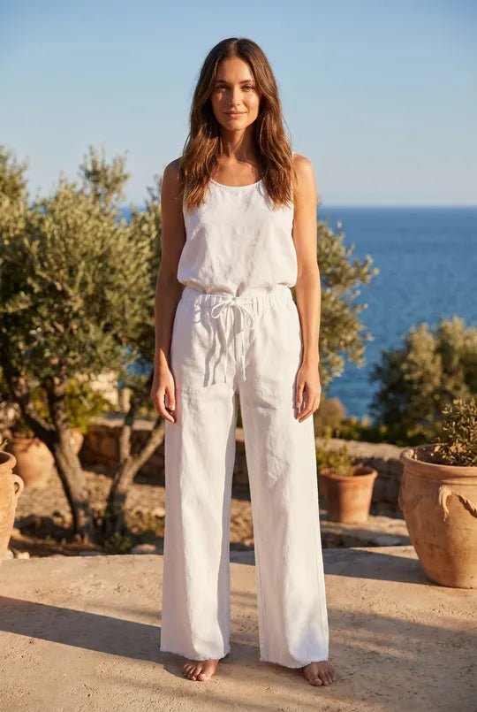 G1-Linen Cotton Vacation Pant White