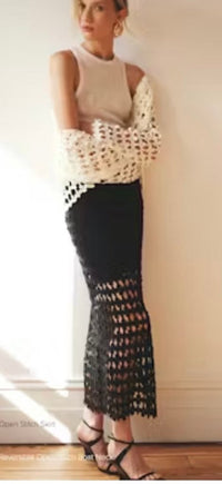 NAADAM-Luxe Embroidered Open Stitch Skirt Black