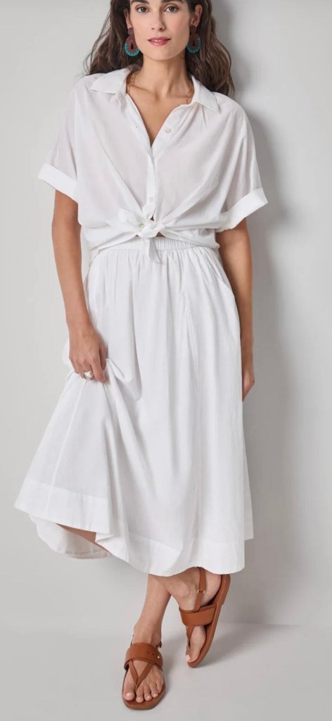 LILLA P- Elbow Sleeve Button Down White