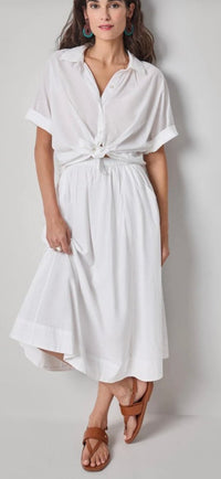LILLA P- Elbow Sleeve Button Down White
