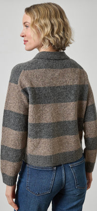LILLA P-Striped Polo Sweater Graphite Stripe