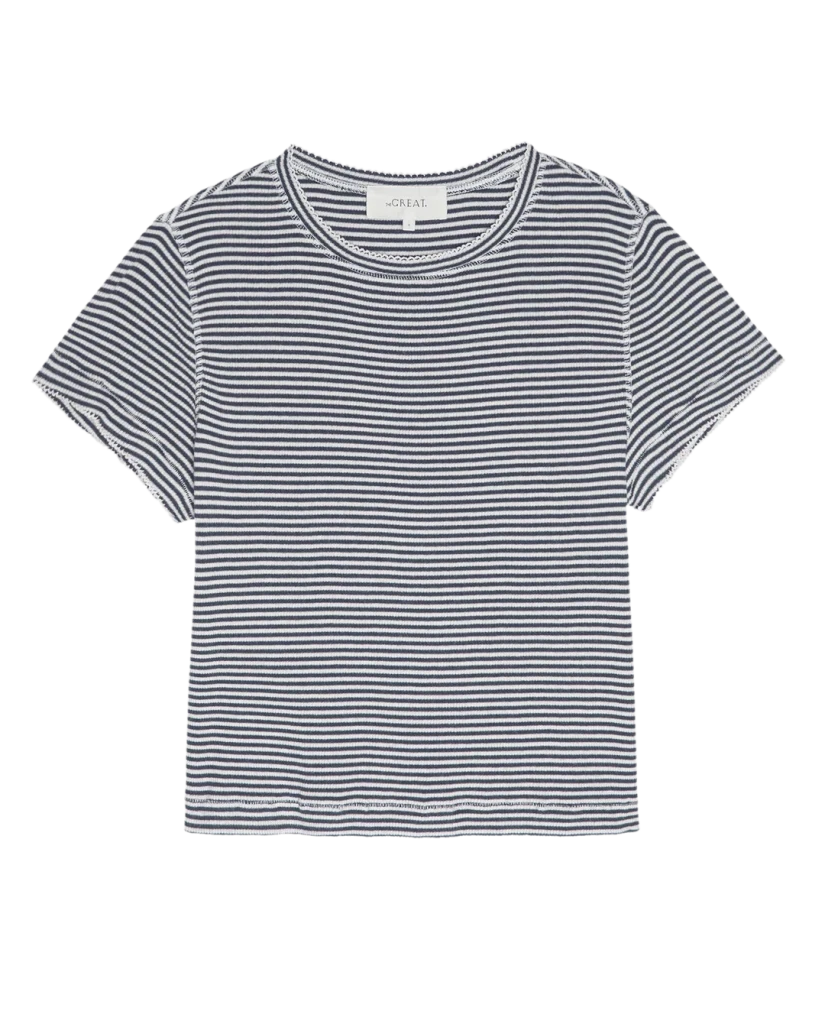 THE GREAT-The Little Tee Navy Stripe