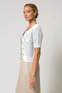 CENTRAL PARK WEST-Iris Tape Yarn Cardi White