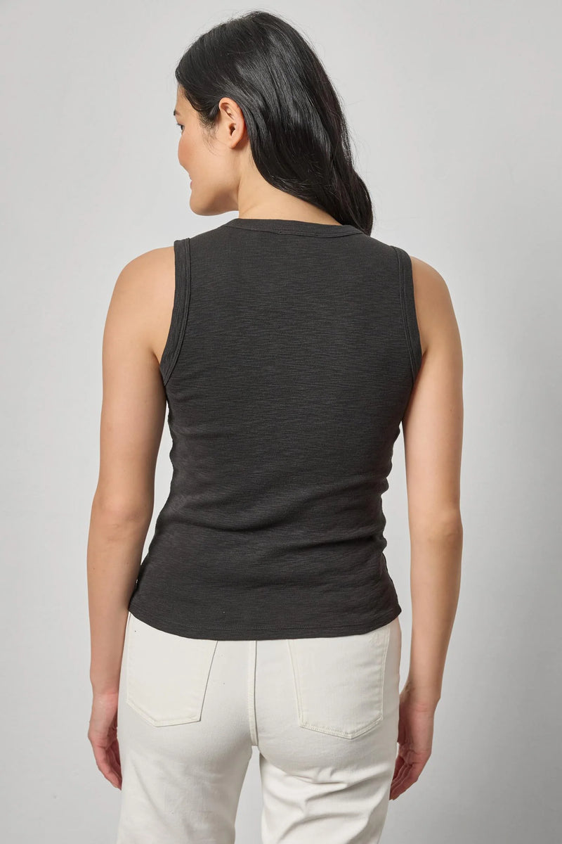 LILLA P-Ribbed Slub Scoop Neck Tank Black