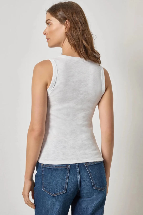 LILLA P- Ribbed Slub Scoop Neck Tank White