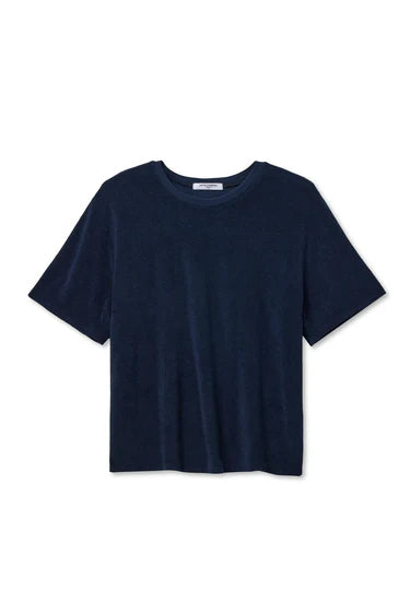 PERFECT WHITE TEE-Donna Loop Terry Short Sleeve Tee Navy
