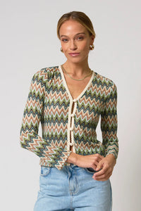 CENTRAL PARK WEST-Celine Rainbow Crochet Button Front Cardigan