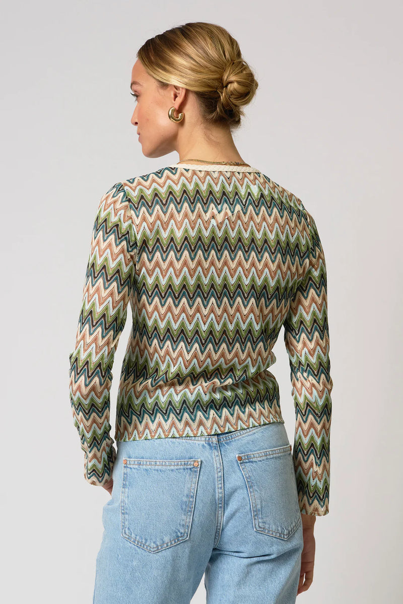 CENTRAL PARK WEST-Celine Rainbow Crochet Button Front Cardigan