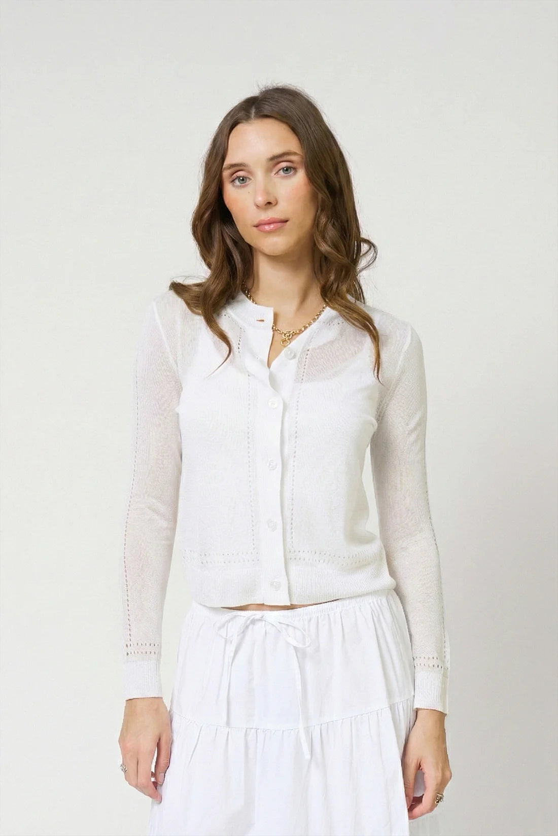 CENTRAL PARK WEST- Serena Sheer Pointelle Cardigan
