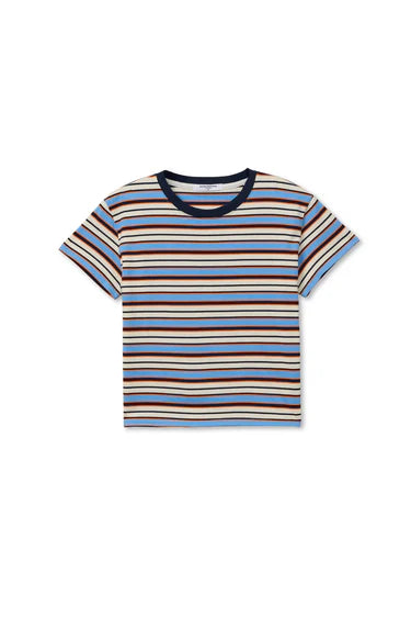 PERFECT WHITE TEE-Dawn Jersey RingerPacific Clementine Stripe
