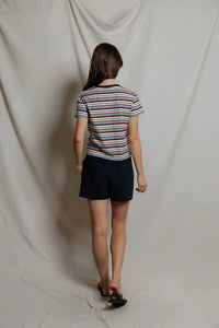 PERFECT WHITE TEE-Dawn Jersey RingerPacific Clementine Stripe