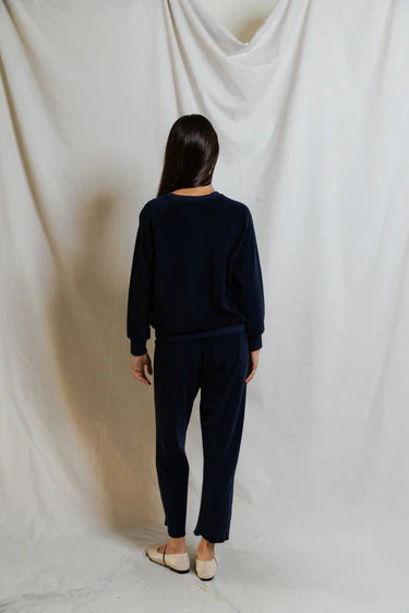 PERFECT WHITE TEE-Saylor Loop Terry Sweatshirt Navy