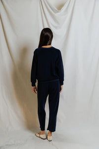 PERFECT WHITE TEE-Saylor Loop Terry Sweatshirt Navy