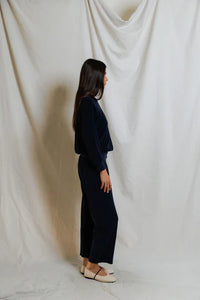 PERFECT WHITE TEE-Saylor Loop Terry Sweatshirt Navy