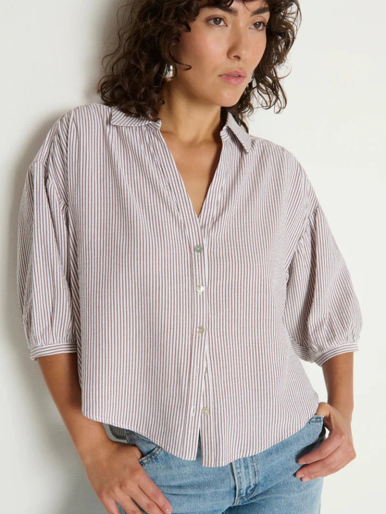 NATION-Jaynee Blouson Shirt Praline Stripe