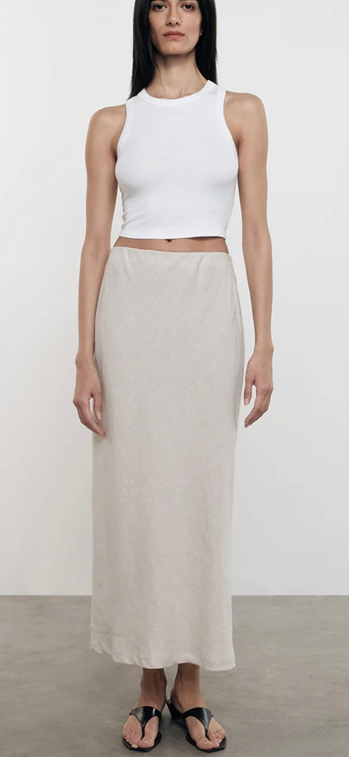 ENZA COSTA- Linen Bias Skirt Flax