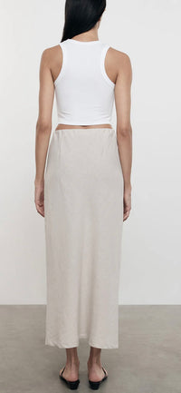 ENZA COSTA- Linen Bias Skirt Flax