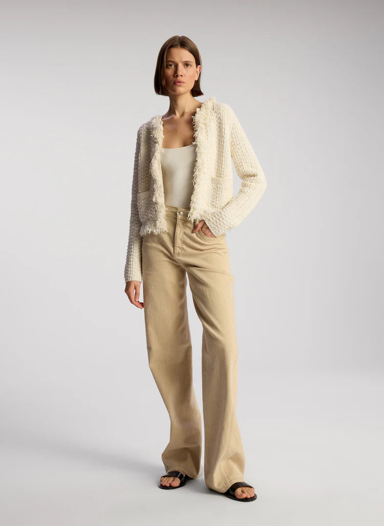 ALC-April Bouclé' Fringe Cardigan Natural White