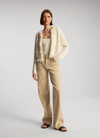 ALC-April Bouclé' Fringe Cardigan Natural White