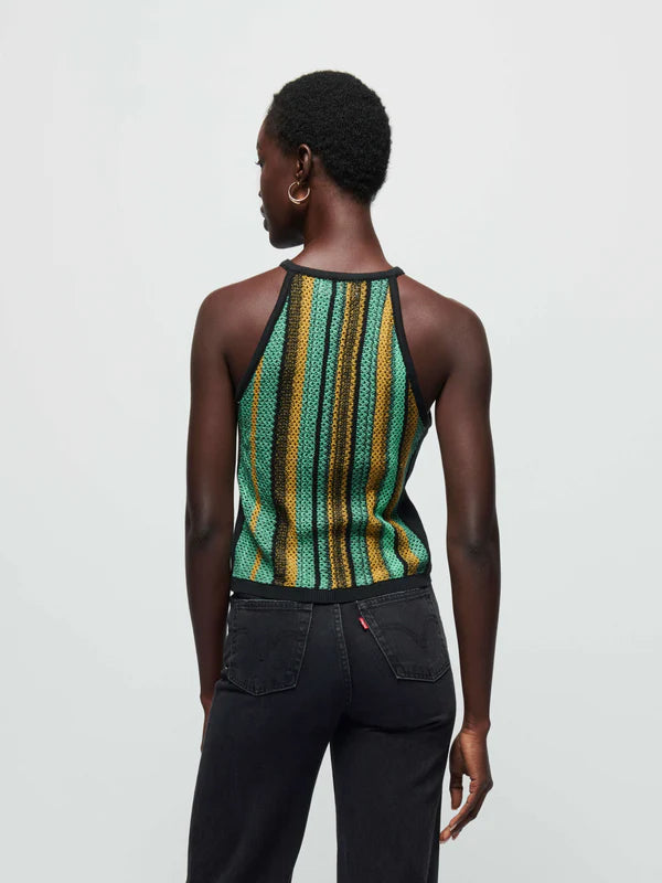 NATION-Mari Crochet Stripe Halter Jungle Stripe