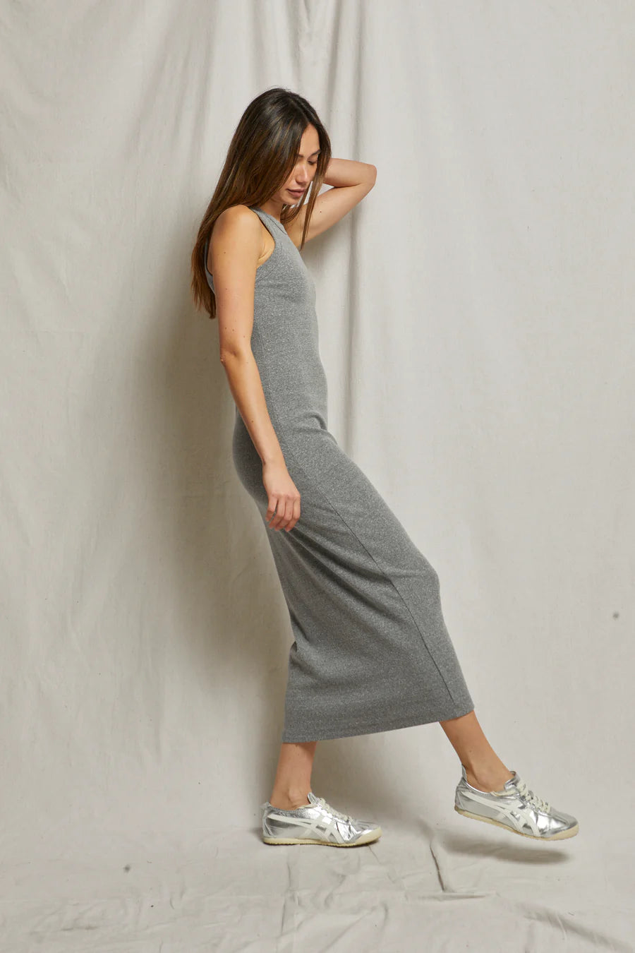 PERFECT WHITE TEE-Cassidy Blondie Maxi Dress Heather Grey