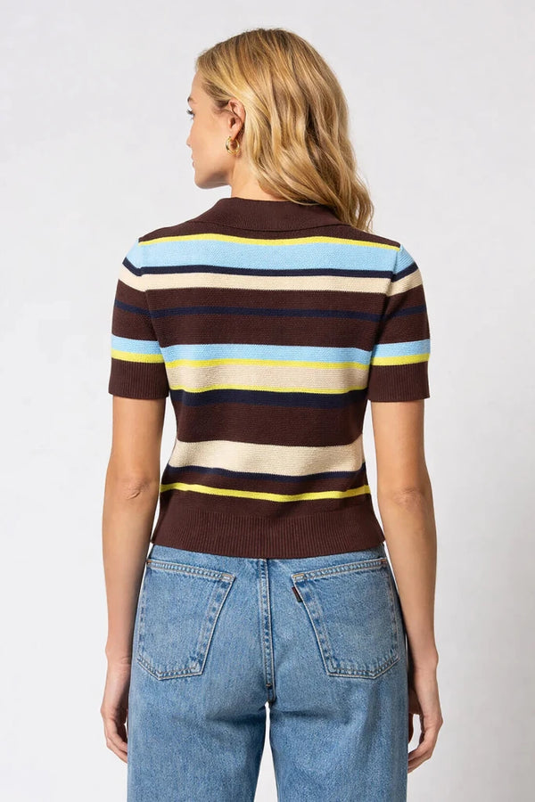 CENTRAL PARK WEST-Marlon Pique Stripe Polo Brwon Stripe
