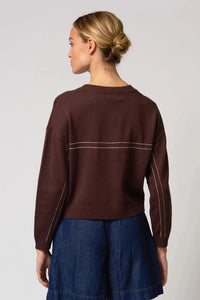 CENTRAL PARK WEST-Dean Topstitch Sweater Chocolate