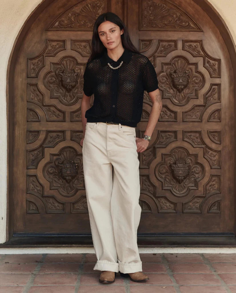 THE GREAT-The Crochet Polo Black