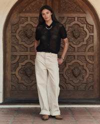 THE GREAT-The Crochet Polo Black