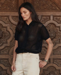 THE GREAT-The Crochet Polo Black