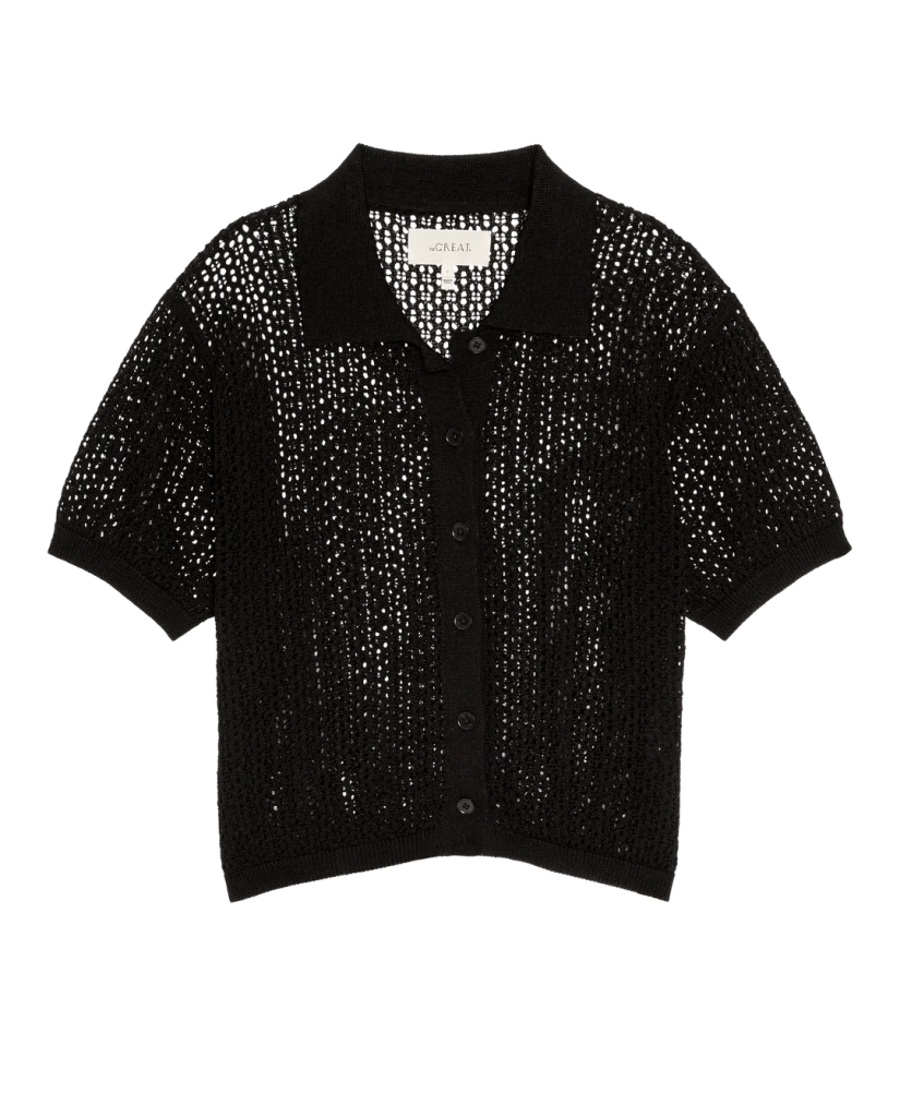THE GREAT-The Crochet Polo Black