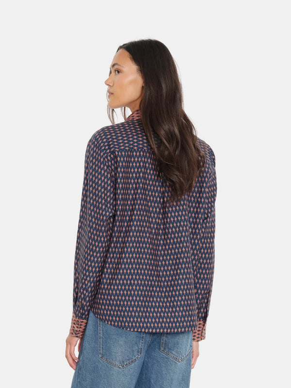 XIRENA-Beau Shirt Navy Diamond