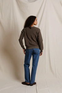 PERFECT WHITE TEE-Ziggy Inside Out Fleece Long Sleeve Shrunken Crewneck Sweatshirt Dark Olive