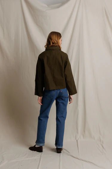 PERFECT WHITE TEE-Raine Cotton Canvas Utility Jacket Dark Olive