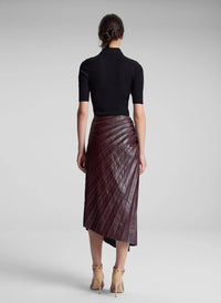 ALC-Tracy Textured Vegan Leather Skirt Cordovan