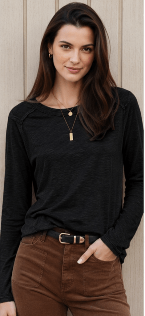 DYLAN-Long Sleeve Vintage Tee Black
