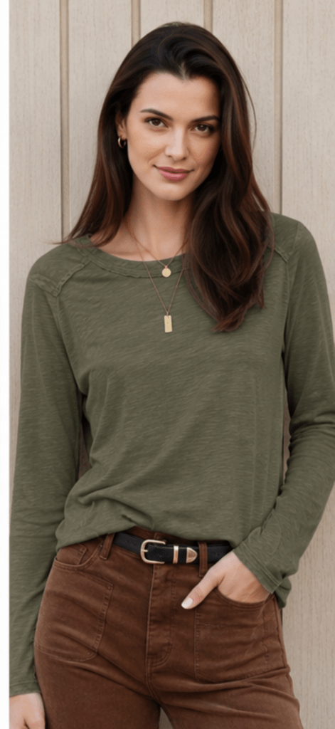 DYLAN-Long Sleeve Vintage Tee Olive Branch