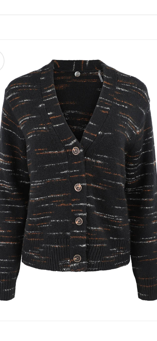 MARGARET O'LEARY-Bistro Cardigan Liquorice