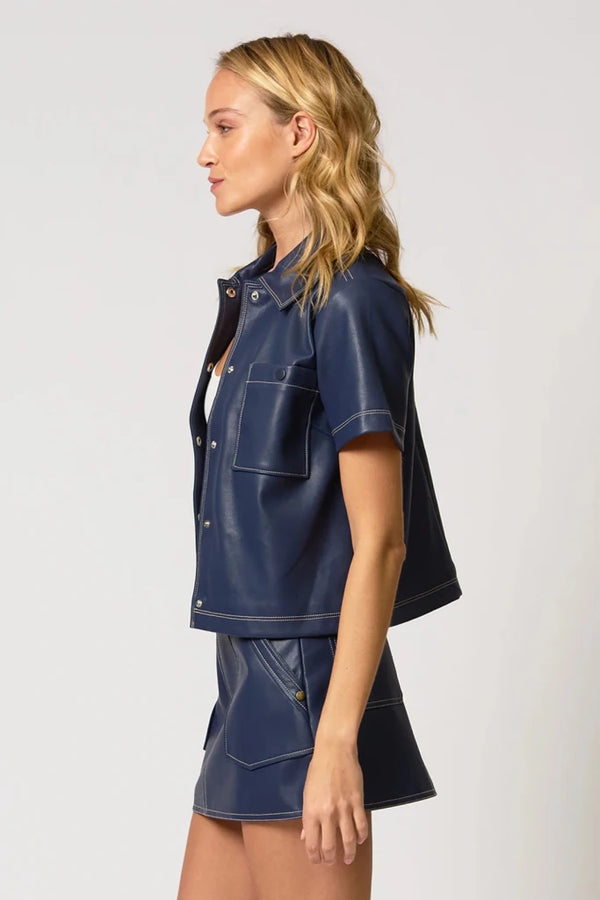 CENTRAL PARK WEST-Rusty Vegan Short Sleeve Cropped Jacket Navy